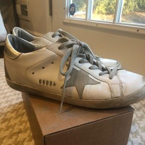 White and Silver Golden Goose Superstar Sneakers